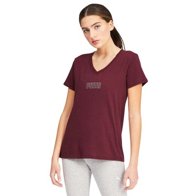

Puma Modern Basics Logo V Шея Футболка с коротким рукавом Женские размеры  Повседневные топы 58, Burgundy
