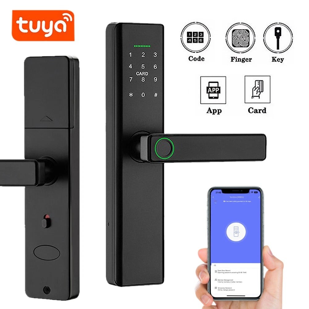 Home Digital Smart Door Lock Fingerprint Password Card APP Electronic Security