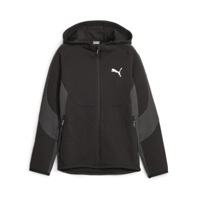 Puma Evostripe Толстовка на молнии с капюшоном для мальчиков, черная повседневная верхняя одежда 67627701