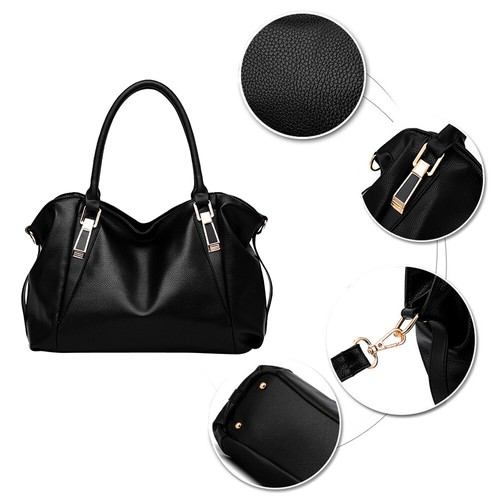 Women Soft PU Leather Tote Bag Commute Handbag Shoulder Messenger Satchel Bag