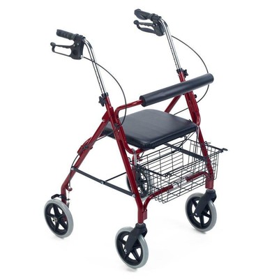 Teqler T-135301 Rollator Laufhilfe Gehhilfe mit Einkaufskorb und Sitz Rot