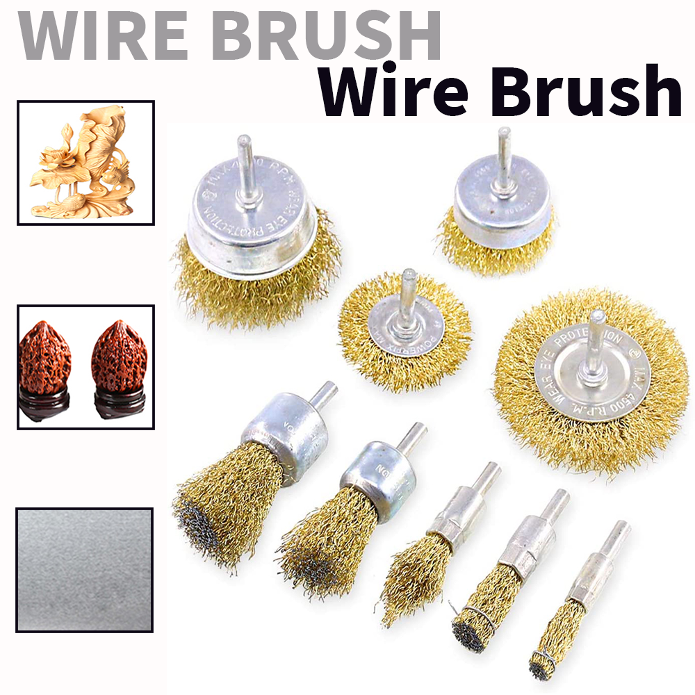 Brass Wire Brush Wheel With Shank Polishing For Dremel Metal Remover Rotary Tool