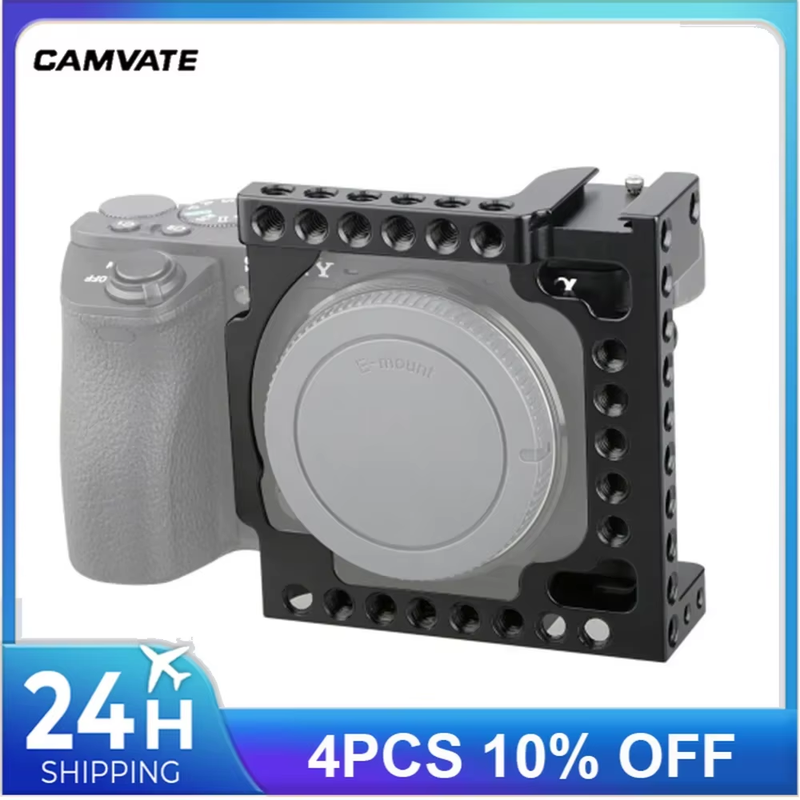 Camera Cage Rig With Cold Shoe Mount &1/4"-20 Threads For Sony A6600, A6500,A600
