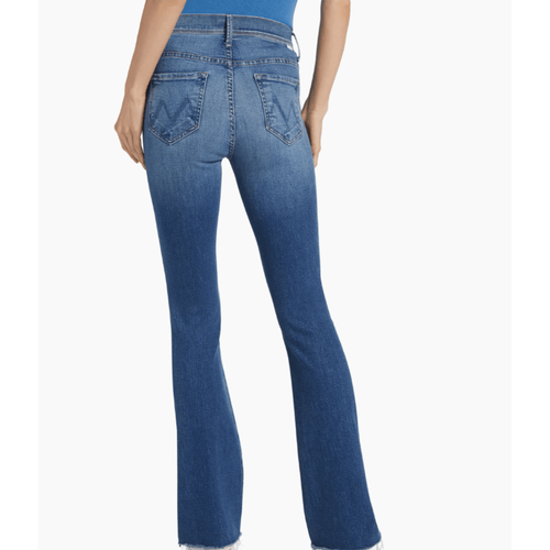 Pre-owned Mother Denim Women's The Crusier Sneak Fray Jeans Hike Baby Blue