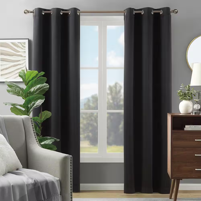Blackout Curtain Panel 38x84 Window Drapes Room Darkening Noise Reducing Black