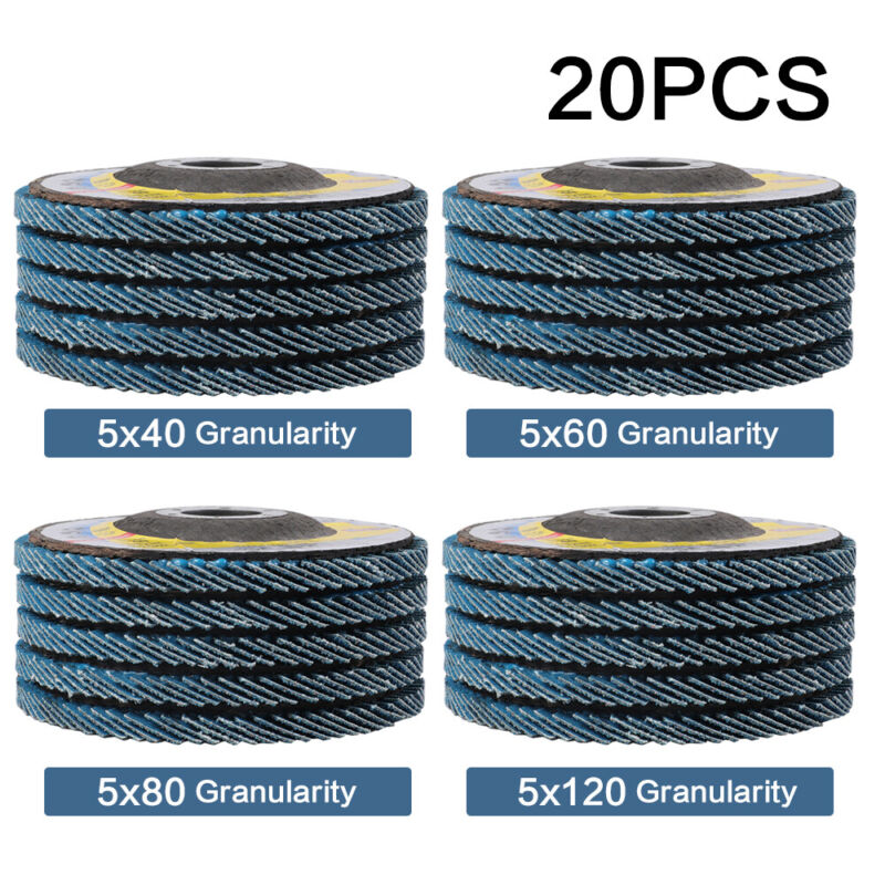 20PCS Flap Discs Blue 4.5" X 7/8" Sanding Grinding Wheels 40 60 80 120 Grit