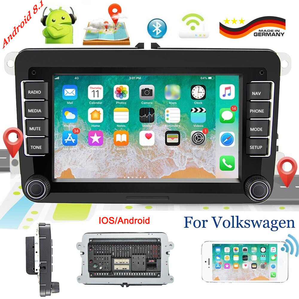 2DIN Autoradio Android 8.1 GPS Navi Bluetooth Für VW T5 GOLF 5 PASSAT POLO Caddy