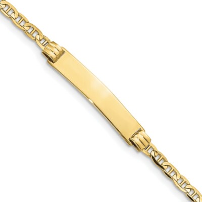 Pre-owned Skyjewelers Real 10kt Yellow Gold Anchor Link Id Chain Bracelet; 6 Inch; Lobster Clasp