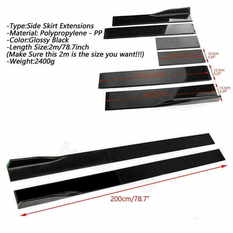 79'' Side Skirt Extension Rocker Panel Splitter For Mazda 2 3 5 6