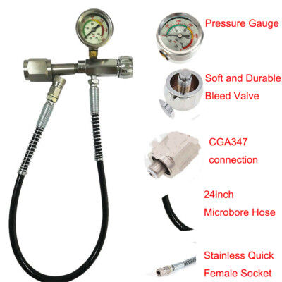 CGA347 Paintball Fill Station Kit SCBA Charging Refill Adapter w/ 60cm Hose