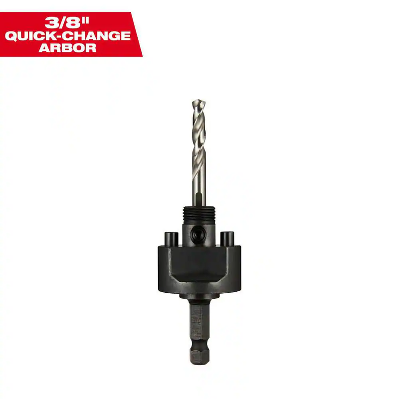 Milwaukee Hole Saw Arbor Quick Change 3/8 Hex Shank Large Thread Adapter