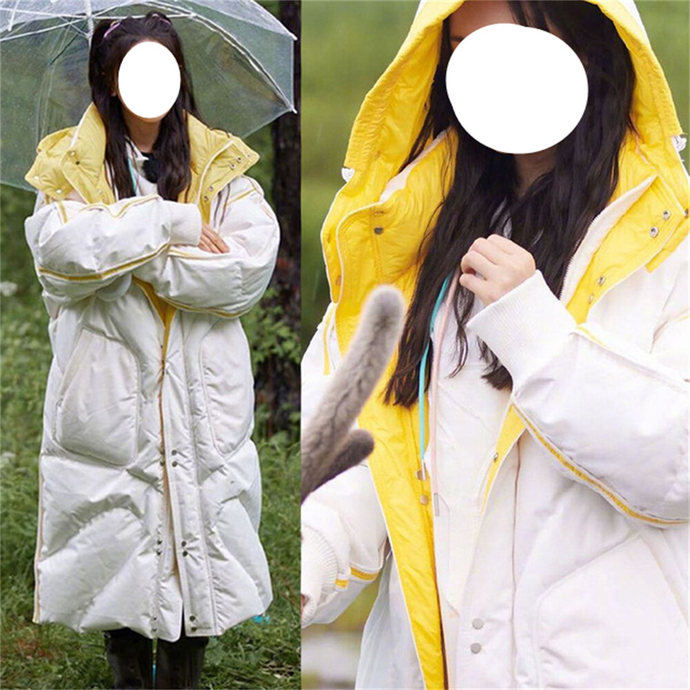 MARKENLOS DAMEN DAUNENJACKE MITTELLANGER, DOPPELSEITIGER PAARMANTEL MIT GEKREUZTEN KNIEN