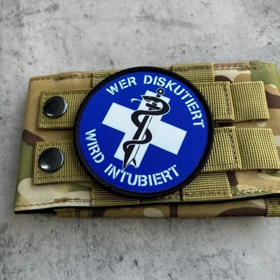 Patch Abzeichen Wer diskutiert wird intubiert Sanitäter Rettungsdienst Medic 8cm