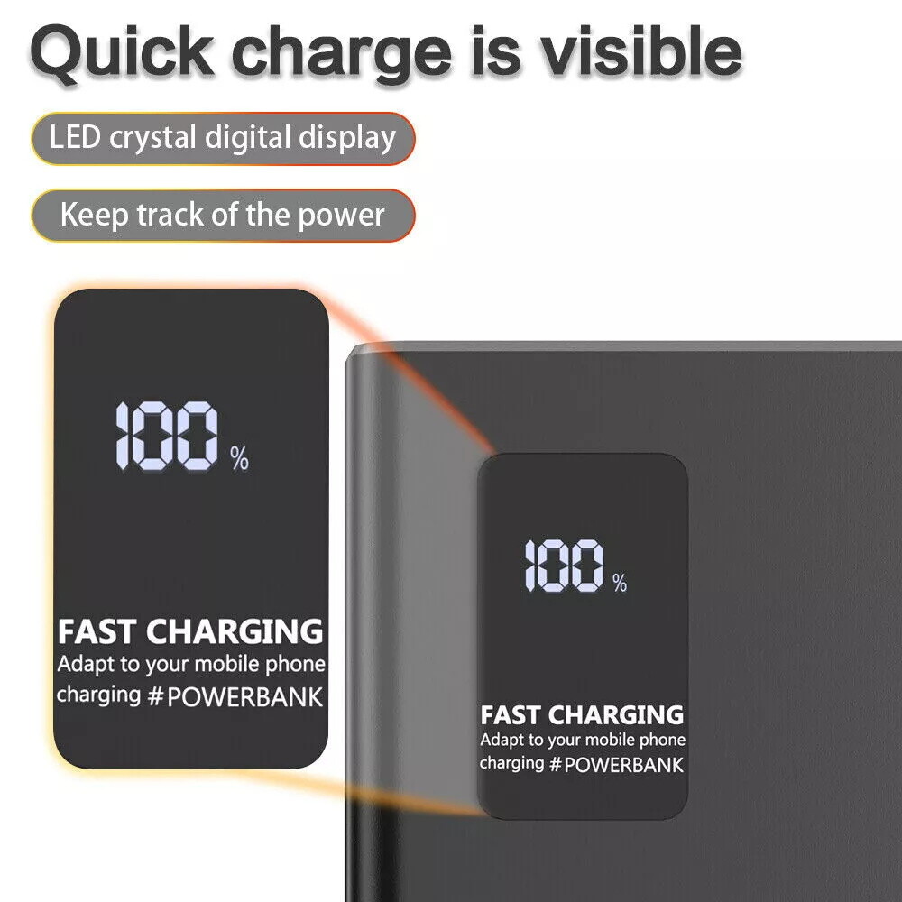 9000000mAh Portable Power Bank USB LCD External Battery Charger For Cell Phone-