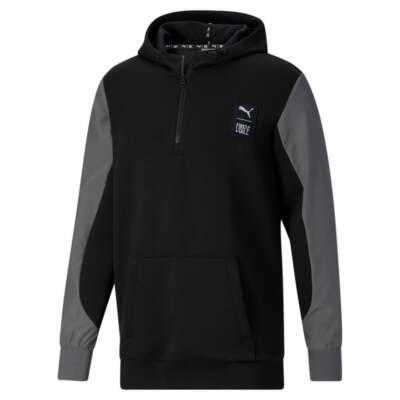 

Puma First Mile X Quarter Zip Hoodie Мужская черная повседневная спортивная верхняя одежда 523444, Черный, Puma First Mile X Quarter Zip Hoodie
