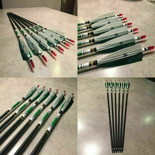 12Pcs 33inch Carbon Hunting Arrows Archery Target Arrows with 5" Turkey Feathers