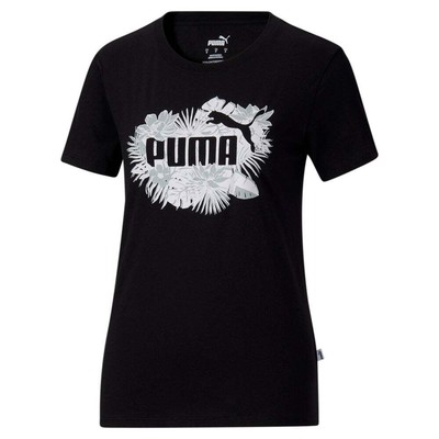 

Женская футболка с короткими рукавами и короткими рукавами Puma Essentials Flower Power Graphic, Черный