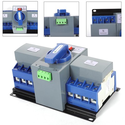 6A-63A 60HZ Dual Power Automatic Transfer Switch Auto Change-Over Switch 4P 110V
