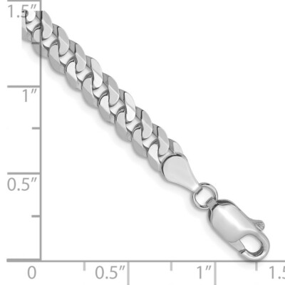 Pre-owned Skyjewelers Real 14k White Gold 4.5mm Flat Beveled Curb Chain Bracelet