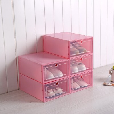 12/24pcs Foldable Plastic Transparent Shoe Box Storage Clear Organizer Stackable
