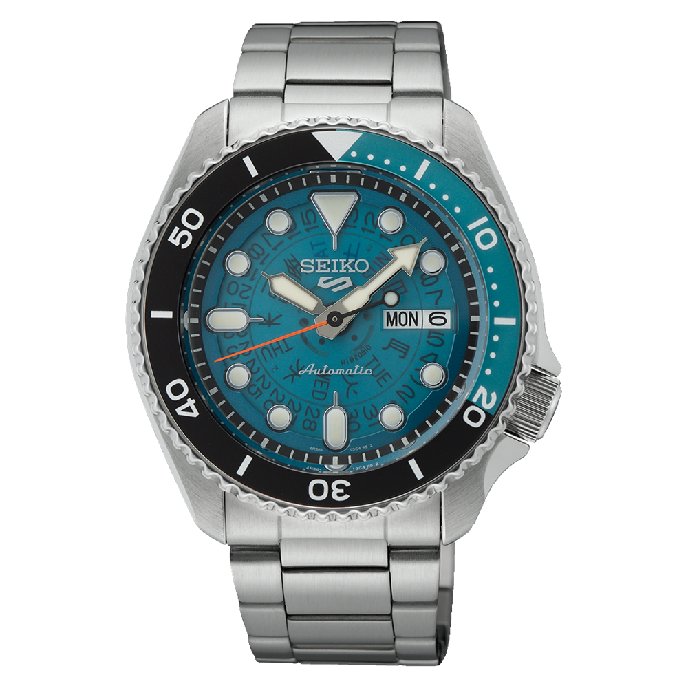Pre-owned Seiko 5 Sports Srpj45 Automatic Water Resistant 42.5mm Turquoise Men's Watch