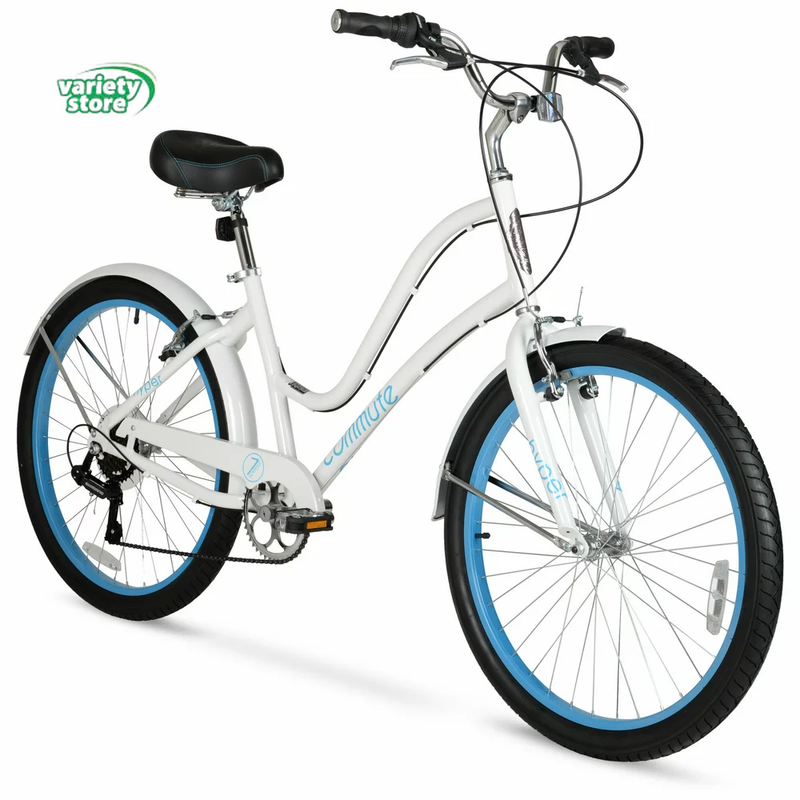 26 In. Commuter Bike, 7 Speed White