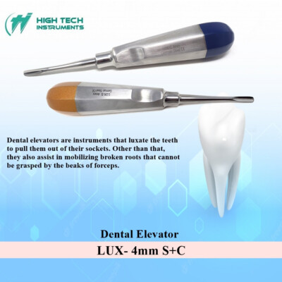 2 Pcs Surgical Dental Elevator Root Extraction Teeth Loosening LUX STR+CRV 4mm