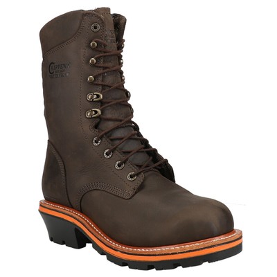 Pre-owned Chippewa Thunderstruck Logger 10 Inch Waterproof Soft Toe Work Mens Brown Work