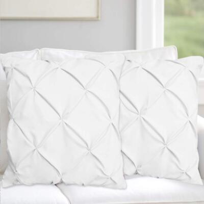 Pinch Pleated European Pillow Shams Set of 2 White Pinch Pillow Shams Europea...
