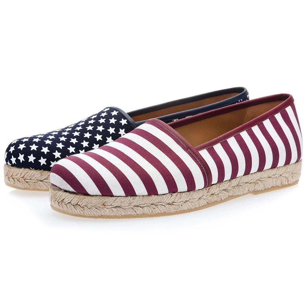 Superglamourous Harley Stars'N'Stripes Rope Espadrilles Black / Red Size 12 USA