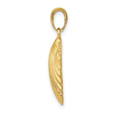 Pre-owned Superdealsforeverything Real 14kt Yellow Gold Scallop Shell Pendant
