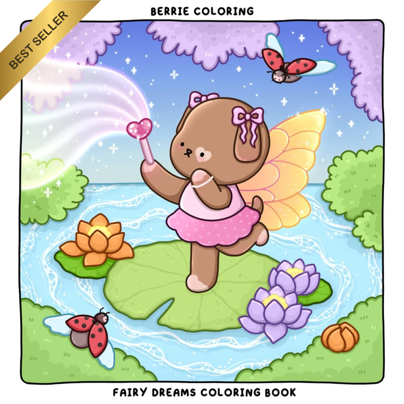 Berrie Coloring Fairy Dreams: Cute and Cozy Coloring Book for Adults & Teens Fea