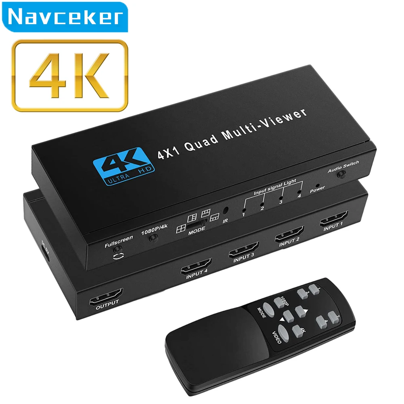4K HDMI-compatible Multiviewer 4x1 1080P Quad Screen Multi Viewer HDMI Multi-Vie