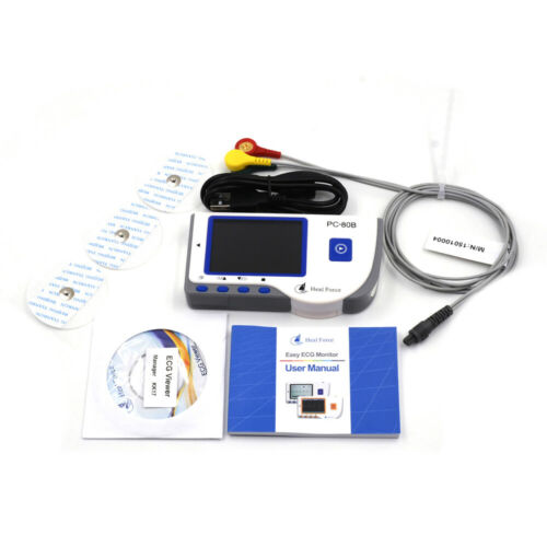 80B Handheld Easy EKG ECG Portable Heart Monitor+ECG Cable Continuous Monitoring