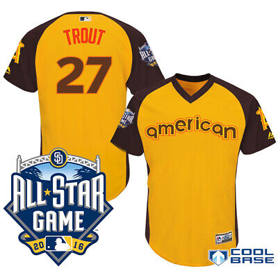 Majestic Authentic MLB Angels Mike Trout 27 All Star Game Home Run 2016 Jersey