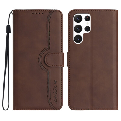 For Samsung Galaxy S24 S23 S22 S21 S10 Note20 9 8 Solid Color Leather Phone Case