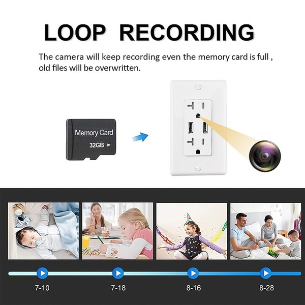 120° 4K HD Wifi P2P Home Security Nanny Camera USB in AC Wall Socket Outlet US - Image 10