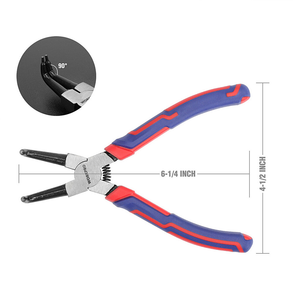 WORKPRO 7" Snap Ring Pliers 4PCS Set Heavy Duty Internal/External Circlip Pliers