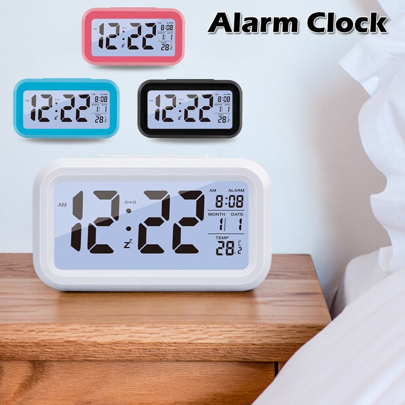 LED Wecker Digital Alarmwecker Uhr Kalender Beleuchtet Schlummerfunktion Alarm D