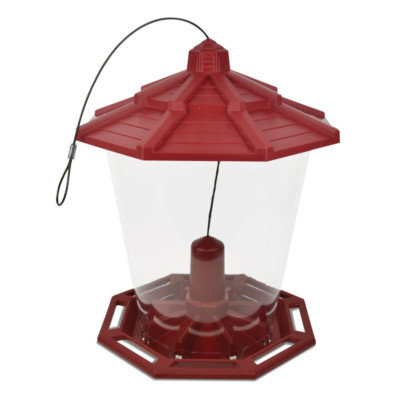 Hang or Pole-Mount Red Resin Grand Ecozebo Wild Bird Feeder Chew Proof 10 Lb