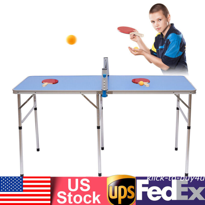 Table Tennis Table Set Foldable Ping Pong Table Outdoor with 2 Paddles, 3 Balls