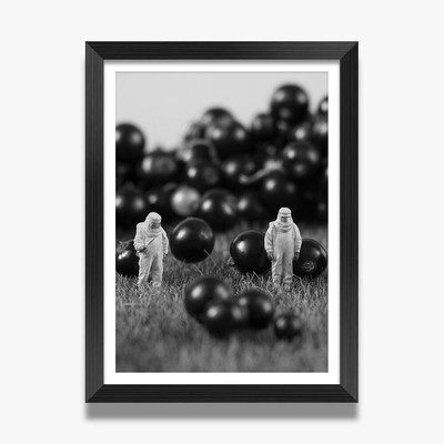 A3 Black Framed Prints - BW - Blackcurrant Farming Hazmat Suit 42X29