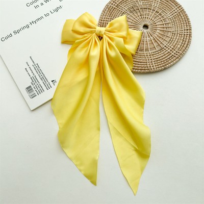 Bowknot Satin Ribbon Hair Clip Two Layer Hairgrips Barrette Sweet Elegant DIY 