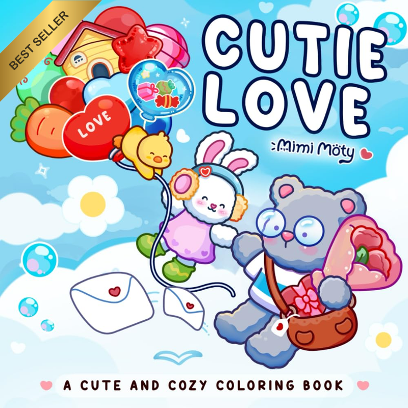 Cutie Love: Coloring Book for Adults and Teens with Cute Fuzzy Animals in Love M