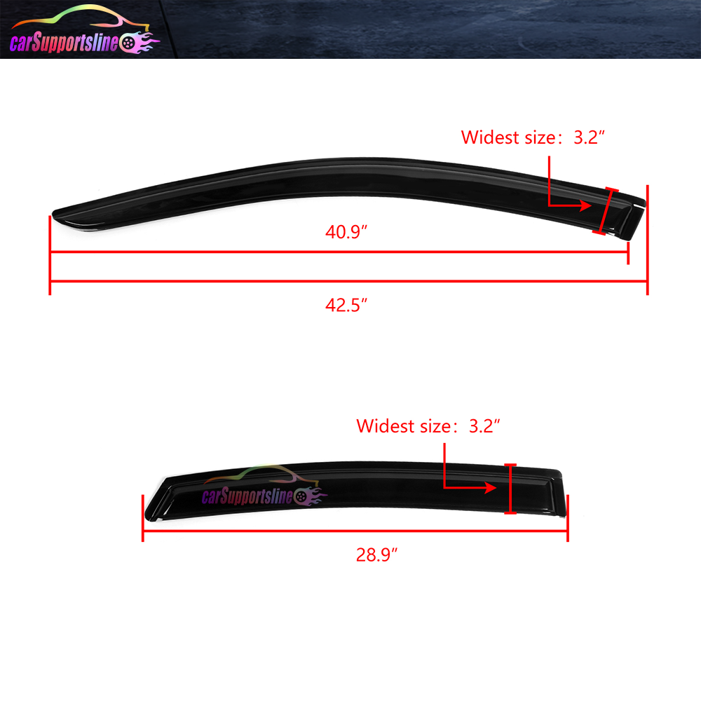 Fits 13-18 Nissan Altima Sedan Window Visor Smoke Vent Shade Guard w/ Red Sport