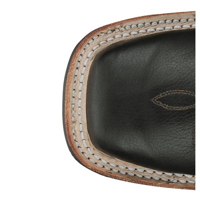 Pre-owned Justin Boots Shay Embroidered Wide Square Toe Cowboy Womens Black Casual Boots