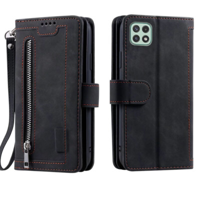 Samsung Galaxy A22 A22s 5G Wallet Case,Leather Zipper Magnetic Flip Card Case