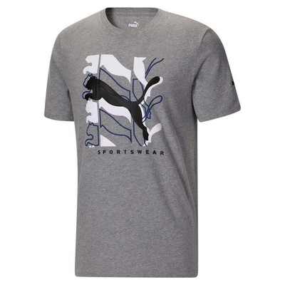 

Футболка Puma Athletics Logo Tee Inf Mens Size  Casual Tops 847084-03, Grey, Puma Athletics Logo Tee Inf