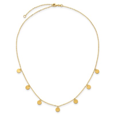Pre-owned Diamond2deal 14k Yellow Gold Circle Dangle Discs With 18" Chain Necklace 1.81gram