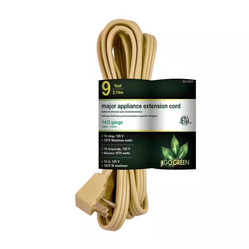 9 ft. 14/3 SPT A/C Extension Cord - Beige